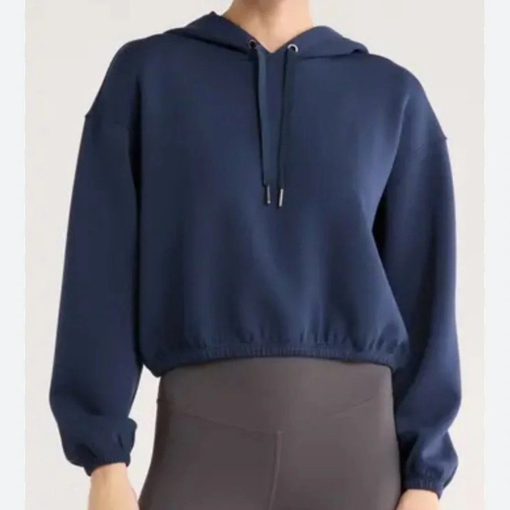 SPANX AirEssentials® Cropped Hoodie | Midnight Navy | Size Small